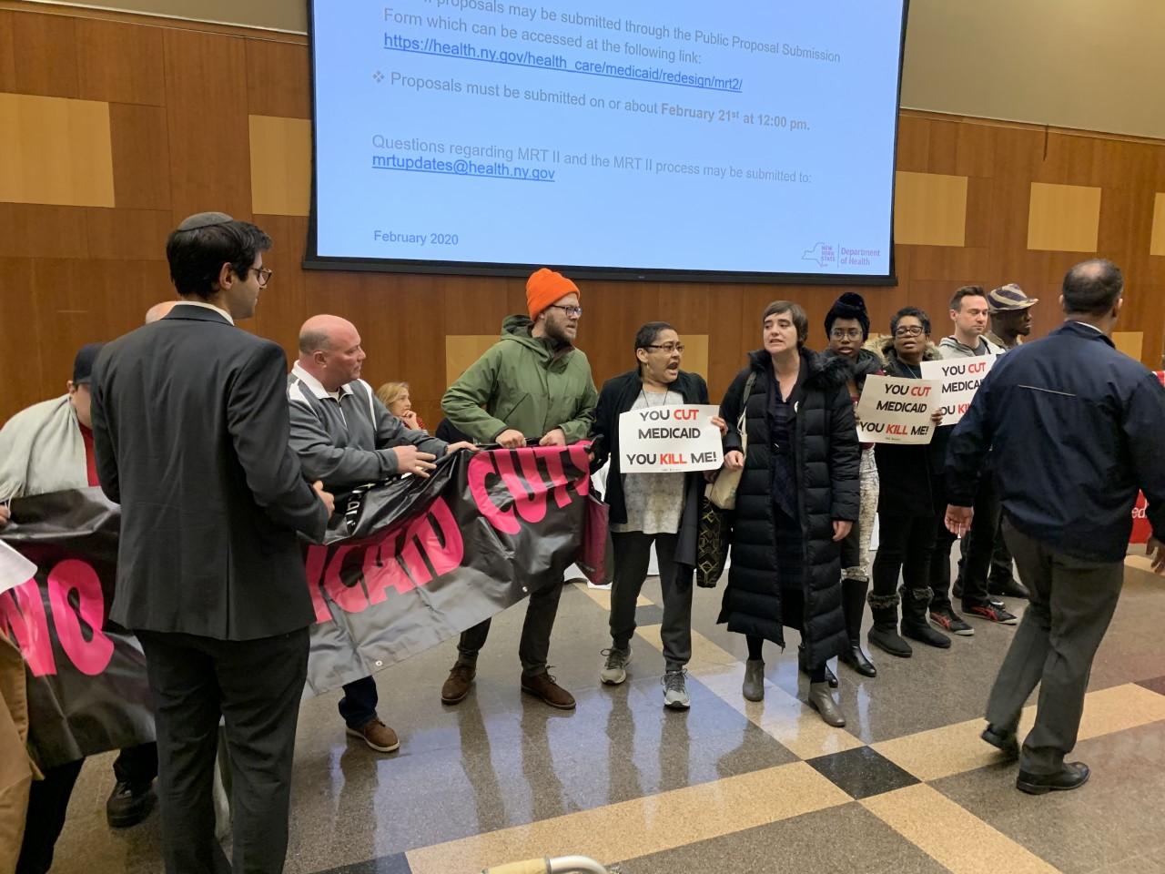 Protesters disrupt Medicaid Redesign Team Hearing