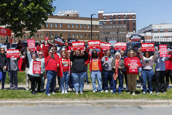 Nurses picketing outside CVPH