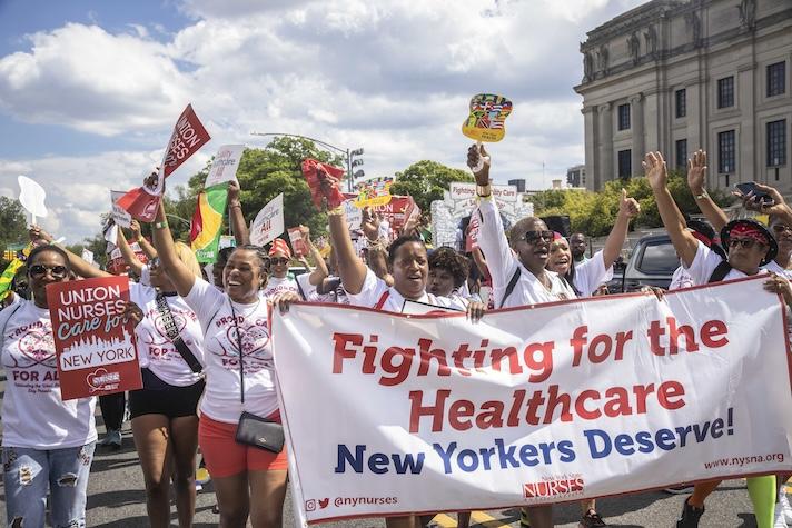 NYSNA nurses march in the West Indian Day parade