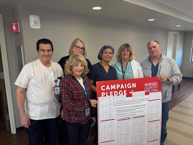 Flushing Hospital Nurses March on the Boss, Deliver Petition at First Bargaining Meeting