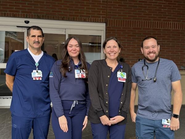 Albany Med nurses stand outside of the hospital to celebrate grievance win