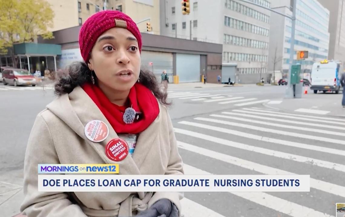 NYSNA nurse Dania Munoz, RN, NP, talks to News 12 about the impact new loan limits will have on nurses.