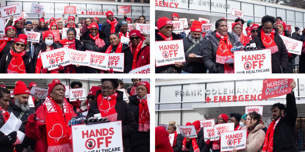 Collage of photos from Feb. 19 action The Brooklyn Hospital Center