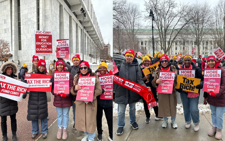Collage of nurses at the Albany Takeover action
