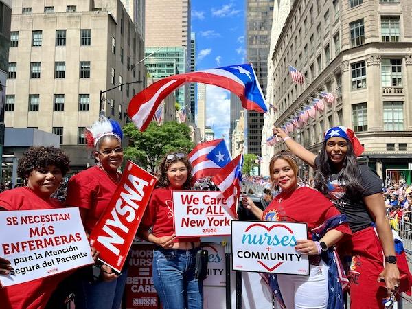 NYSNA nurses at the 2024 Puerto Rican Day Parade in NYC