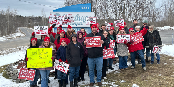 Nurses hold a speak out to demand the Department of Health fund Carthage Area Hospital and Claxton-Hepburn Medical Center
