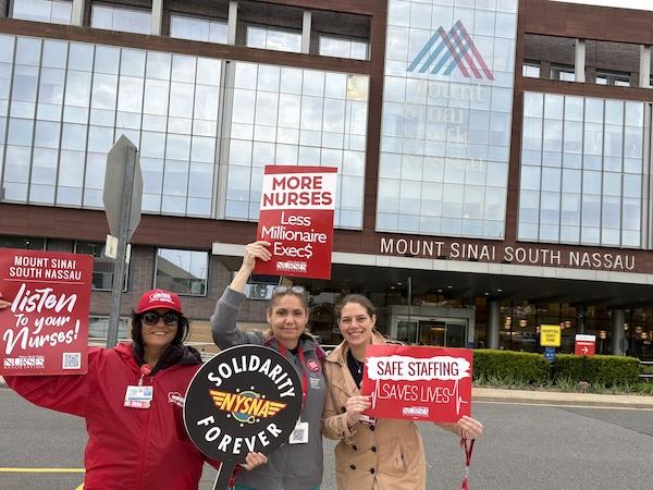 Mount Sinai South Nassau Nurses Outside Hospital