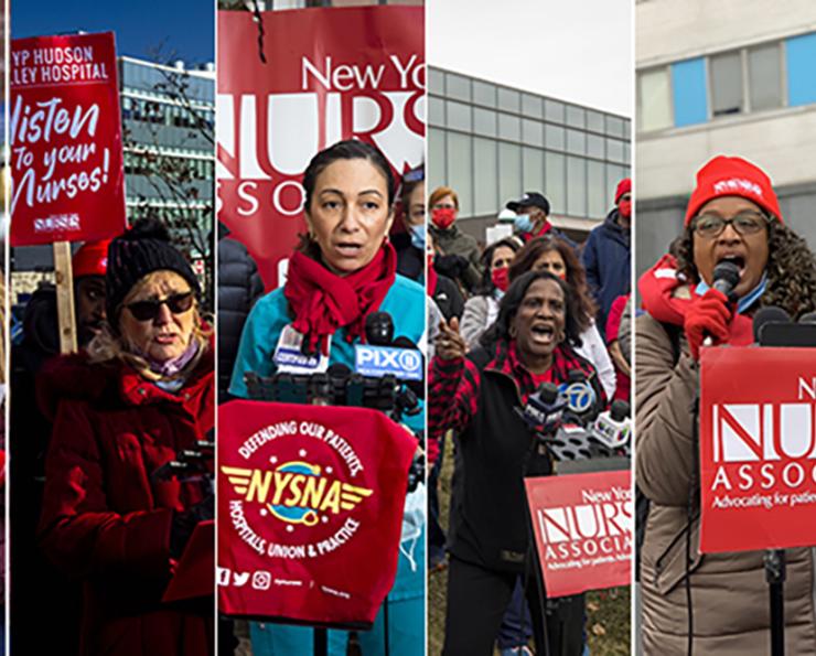 Collages of nurses speaking out at various private sector hospitals