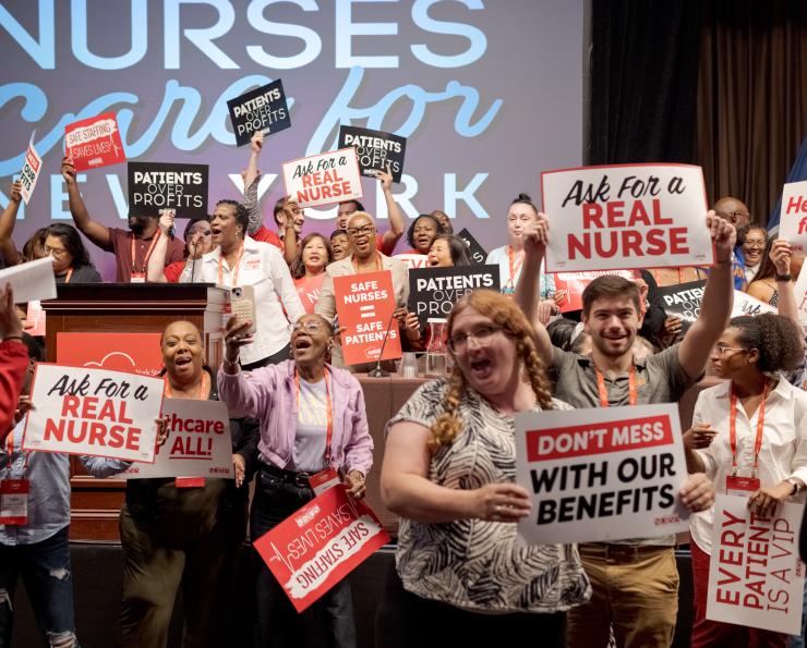 NYSNA nurses rallied in support of their bargaining platform at the 2025 Private Sector Bargaining Conference on Aug. 14