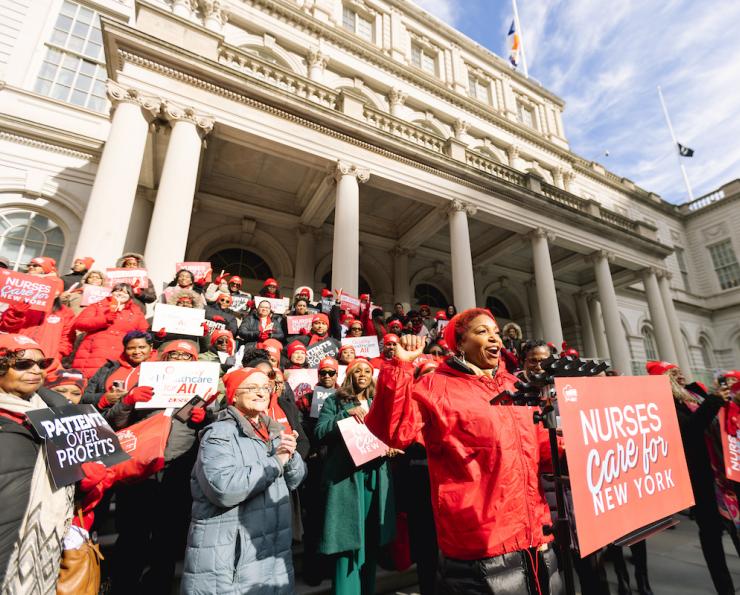 Nurses Rally Outside New York City Hall