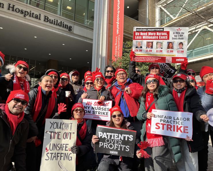 Striking nurses at NYP Milstein