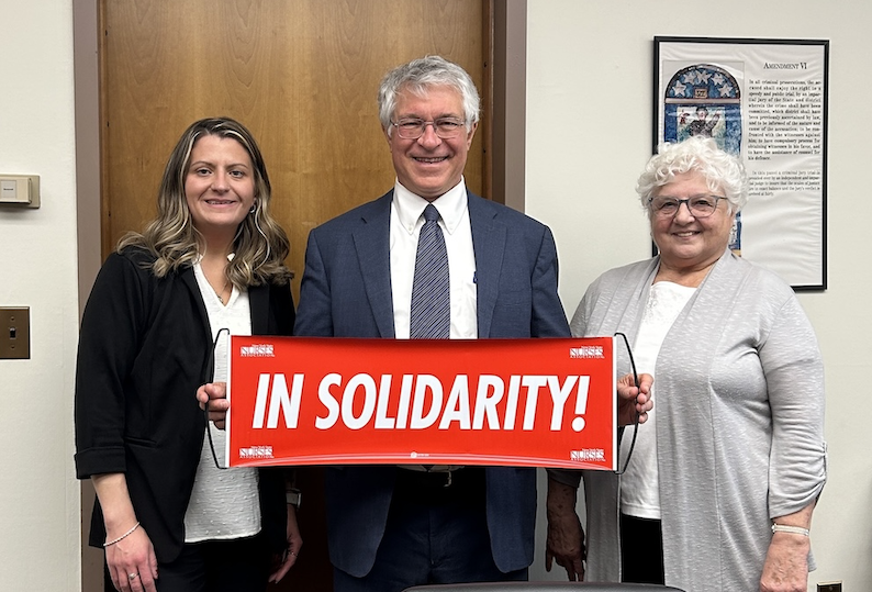 North Country nurses pose for a photo with NYS Assembly Member Phil Steck