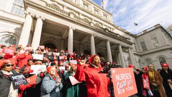 Nurses Rally Outside New York City Hall