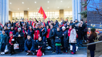 collage of NYSNA nurses returning to work at NewYork-Presbyterian after 41 days on strike