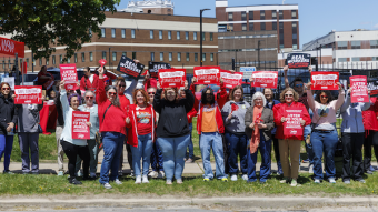Nurses picketing outside CVPH