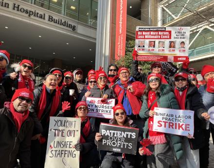 Striking nurses at NYP Milstein