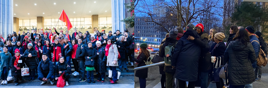 collage of NYSNA nurses returning to work at NewYork-Presbyterian after 41 days on strike