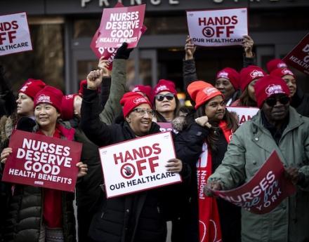 Nurses at the Brooklyn Hospital Center Speak-out to Restore Benefits