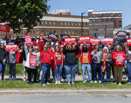 Nurses picketing outside CVPH