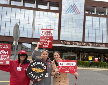 Mount Sinai South Nassau Nurses Outside Hospital